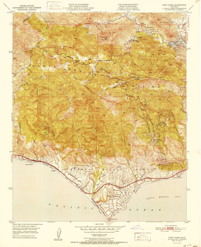 Old Map of Malibu, California by USGS, 1951 – Point Dume, Zuma Beach & Santa Monica Mountains