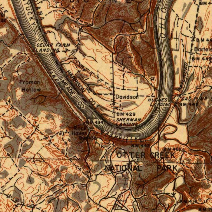 Old Map of Midway, Kentucky by USGS, 1941 – Kentucky River & Ekron