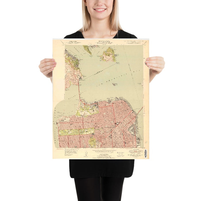 Old Map of San Francisco, California by USGS, 1950 – Sausalito, Tiburon & Golden Gate