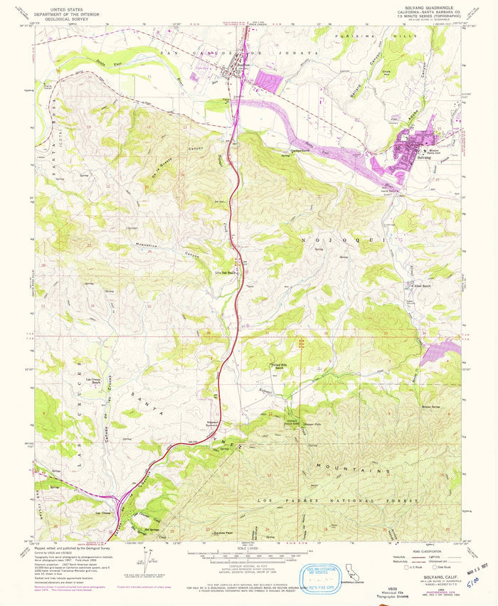 Old Map of Solvang, California by USGS, 1959 – Buellton, Santa Ynez & Los Olivos