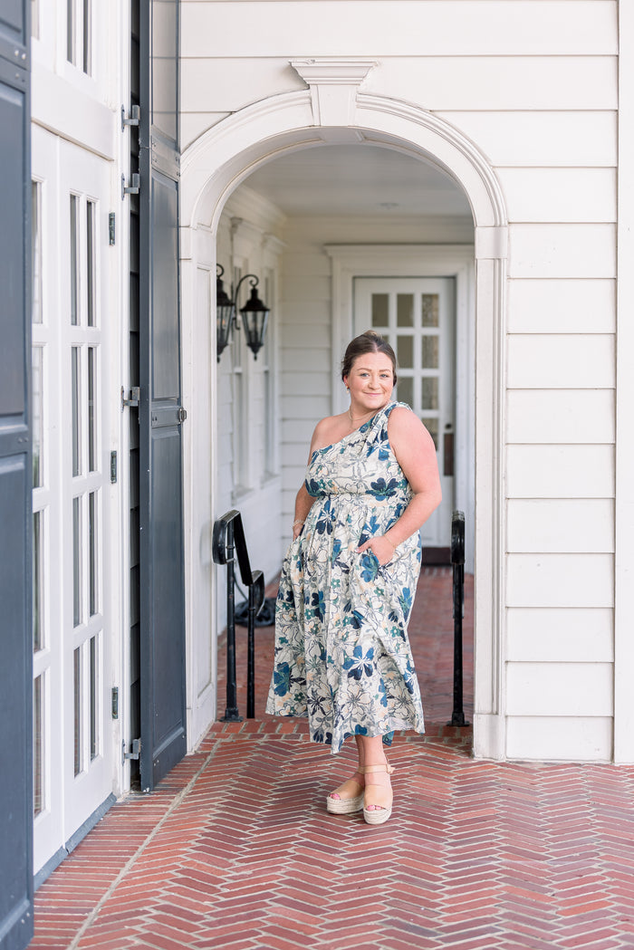 One-shoulder Floral Midi Dress