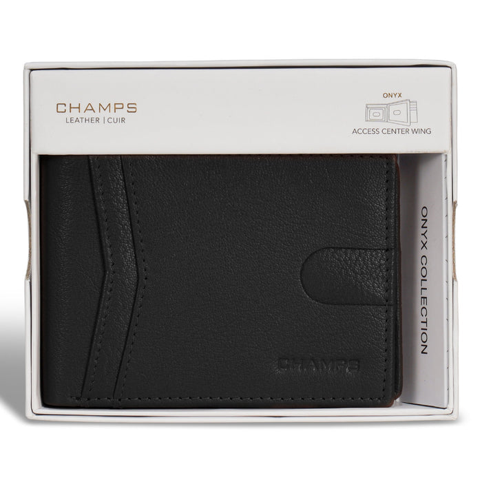 Onyx / Leather Access Center Wing Wallet *Drop Ship*