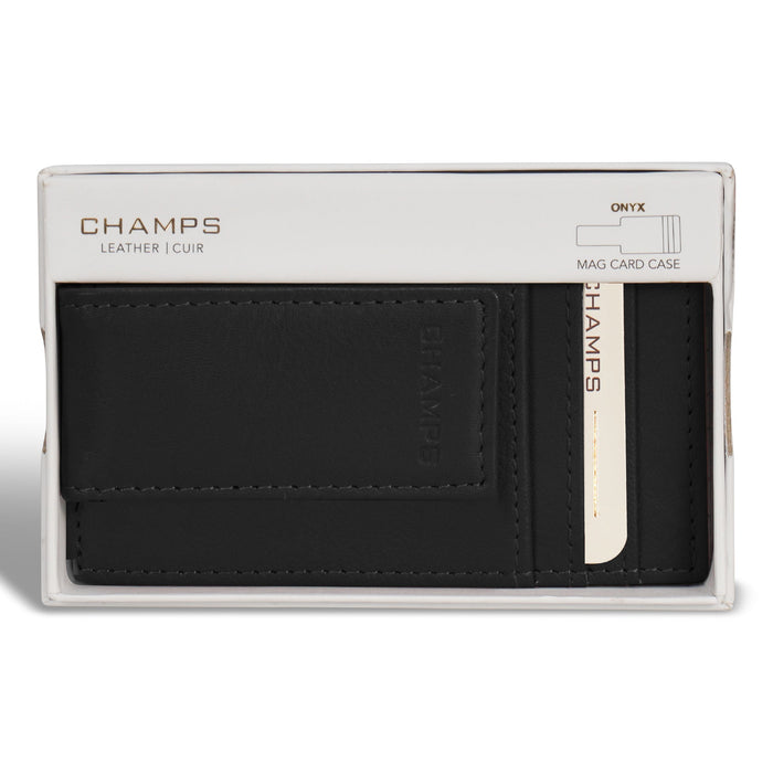 Onyx / Leather Mag Card Case *Drop Ship*