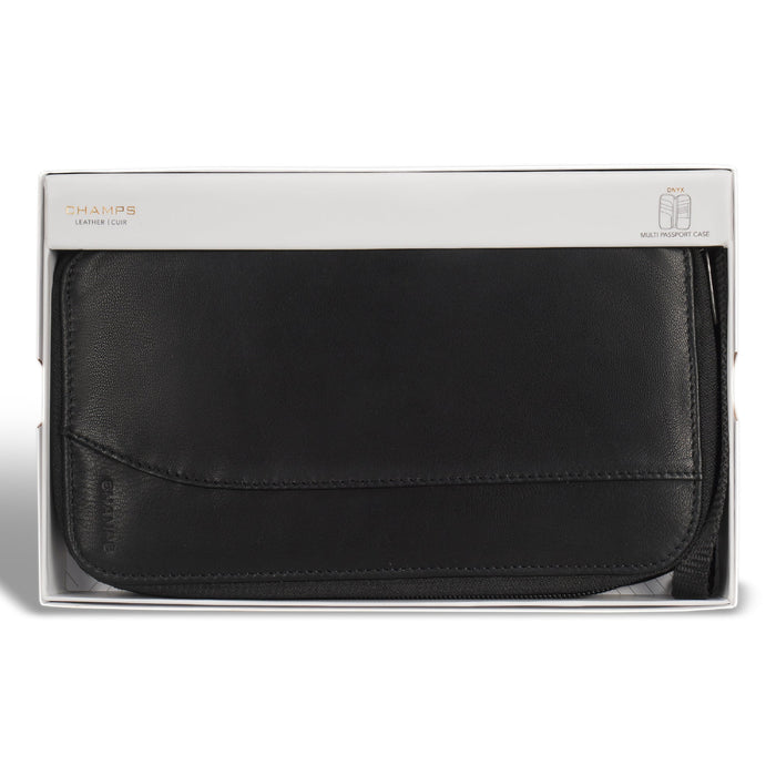 Onyx / Leather Multi Passport Case *Drop Ship*