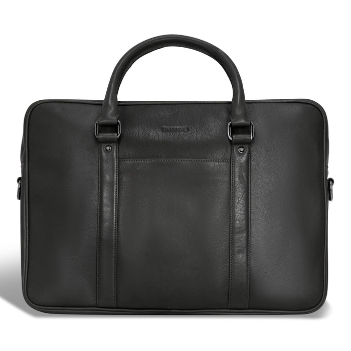 Onyx / Leather Slim Briefcase *Drop Ship*