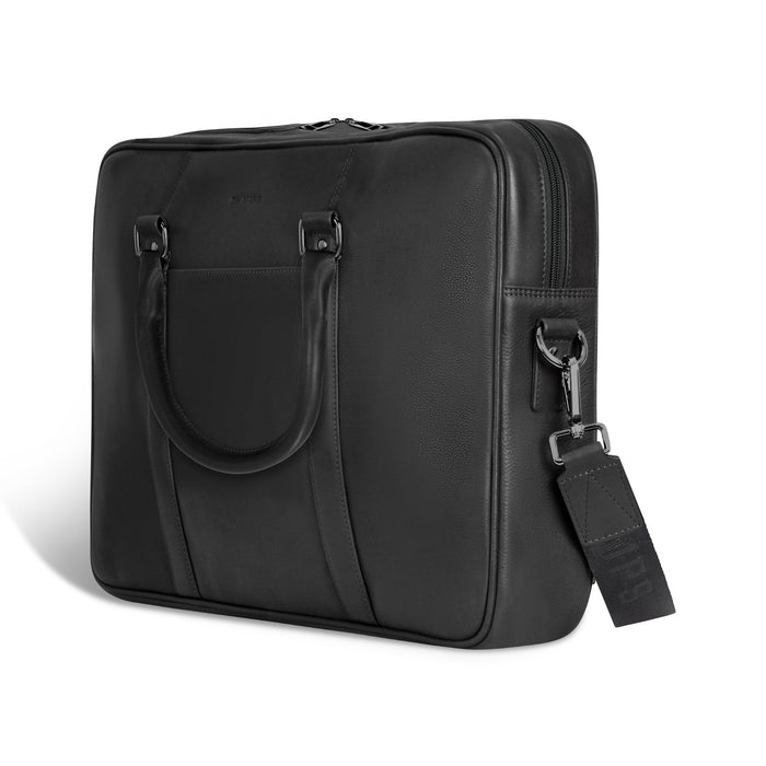 Onyx / Leather Slim Briefcase *Drop Ship*