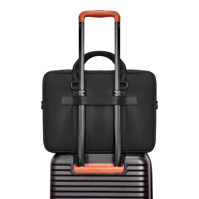 Onyx / Leather Slim Briefcase *Drop Ship*
