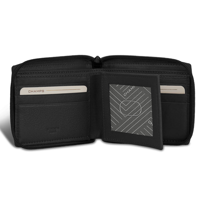 Onyx / Leather Zip Around Wallet *Drop Ship*