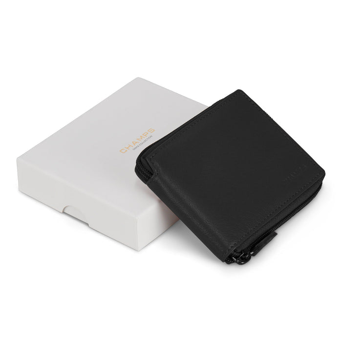 Onyx / Leather Zip Around Wallet *Drop Ship*