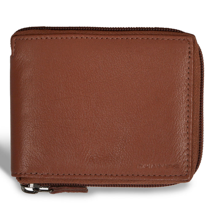 Onyx / Leather Zip Around Wallet *Drop Ship*