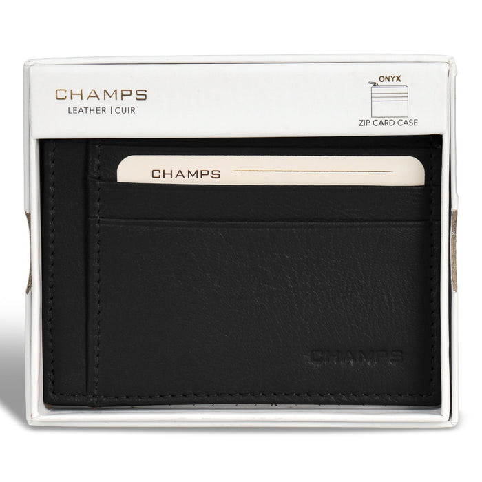 Onyx / Leather Zip Card Case *Drop Ship*