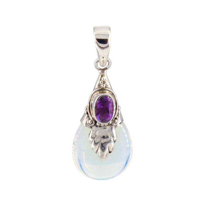 Opalite Amethyst Silver Pendant - earth elements