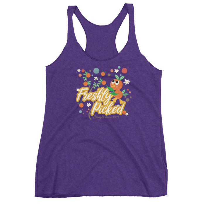 Orange Bird Tank Top Freshly Picked Oranges for Flower and Garden Ladies Racerback Tank