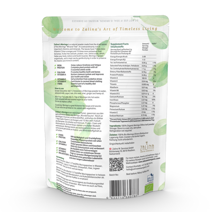 Organic Moringa Ayurvedic - The Miracle Tree 200g, Vegan