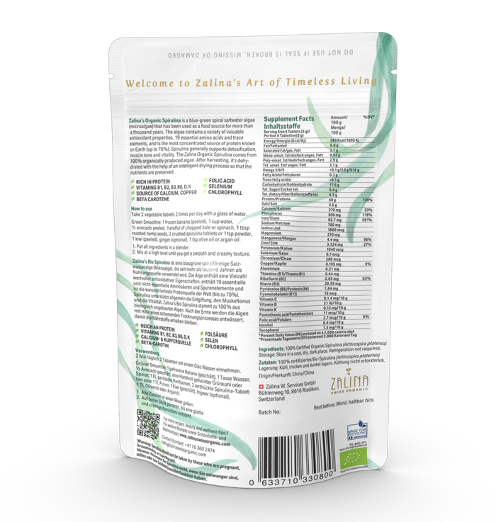 Organic Spirulina - Cleanse and Balance 240 Tablets, Vegan