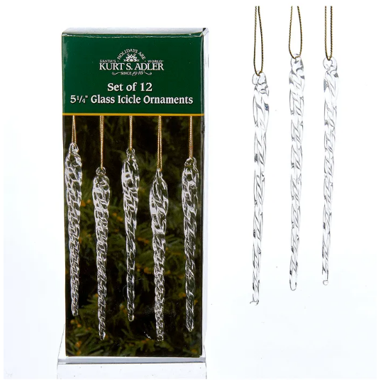 ORNAMENT BOX, TRADITIONAL ICICLES, SET OF 12