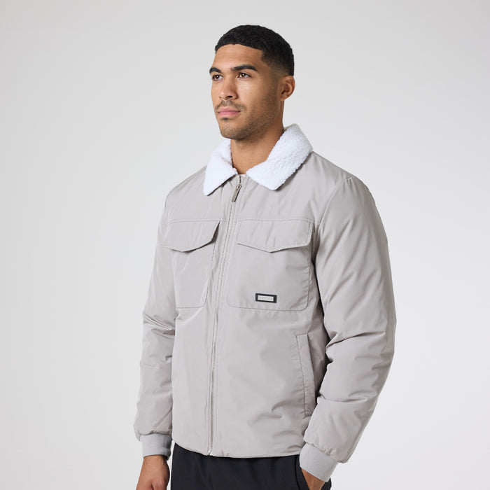 Men's  Stone Padded Nylon Smart Jacket  Closure London  Front View