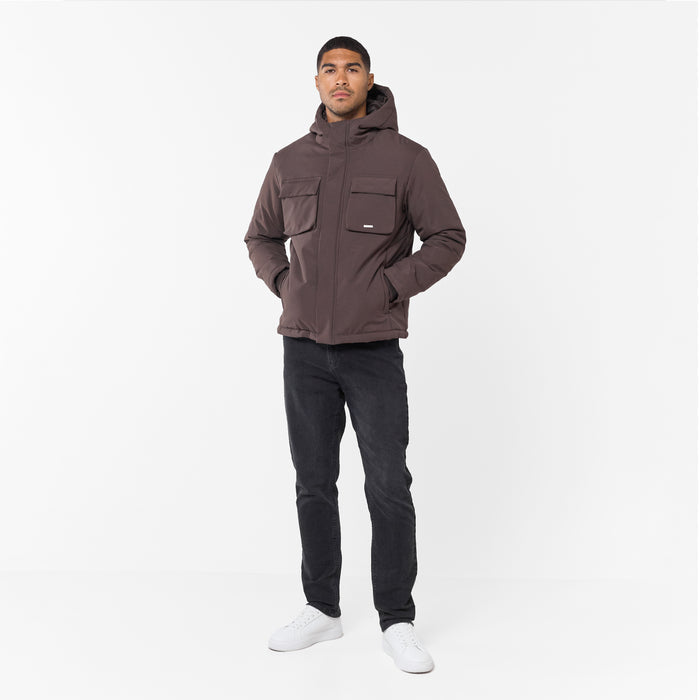 Padded Utility Shell Jacket | Brown