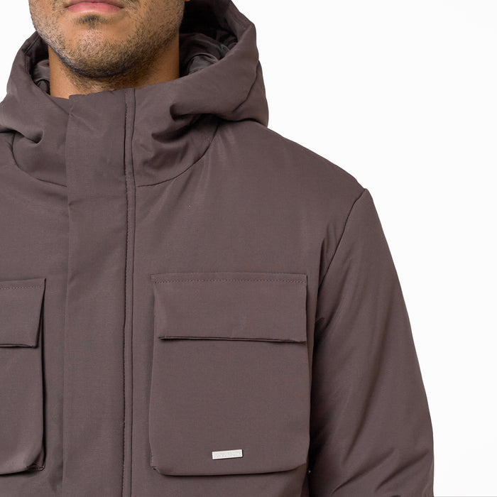 Padded Utility Shell Jacket | Brown