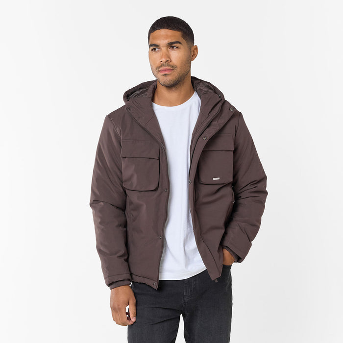 Padded Utility Shell Jacket | Brown