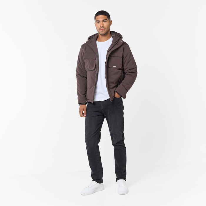 Padded Utility Shell Jacket | Brown