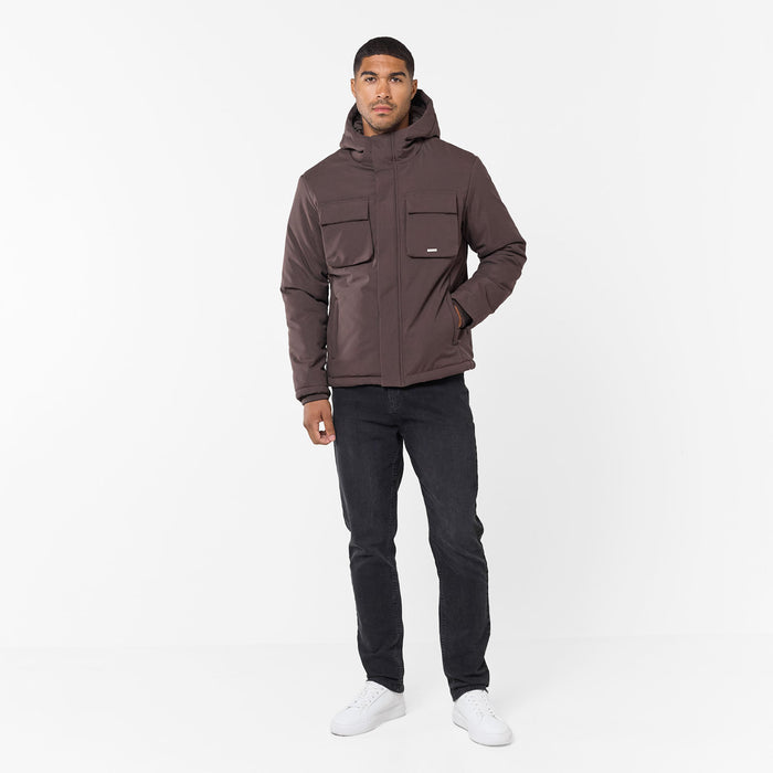 Padded Utility Shell Jacket | Brown