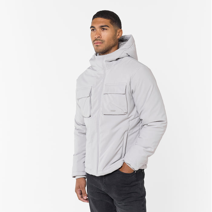 Men's Stone Padded Utility Shell Jacket  Closure London  Front View