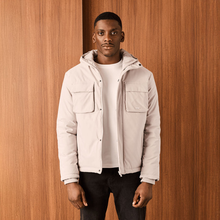 Padded Utility Shell Jacket | Stone