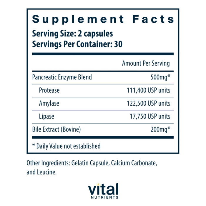 Pancreatin and Ox Bile by Vital Nutrients