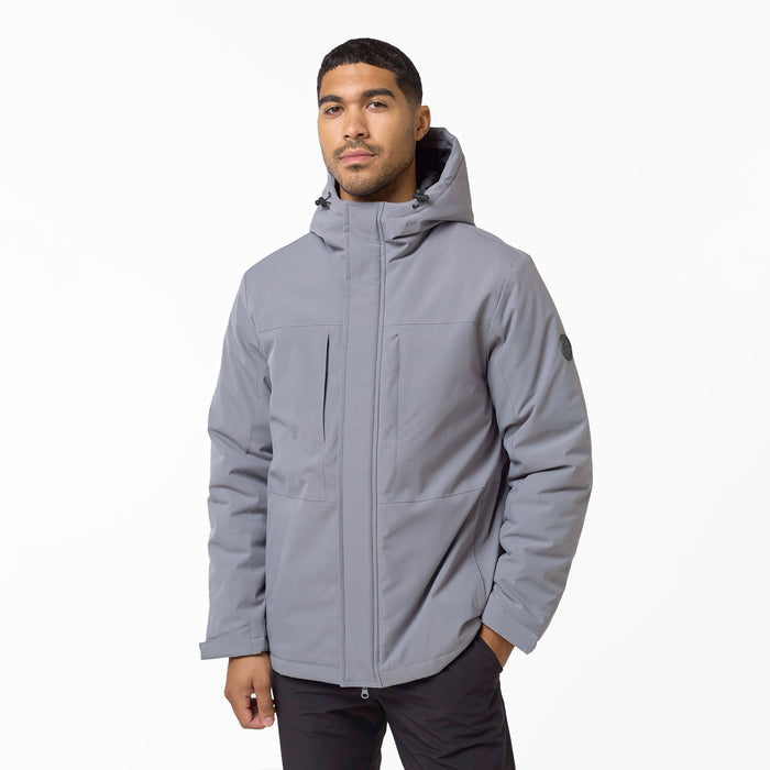 Men's  Mid Grey Panel Parka  Closure London  Front View