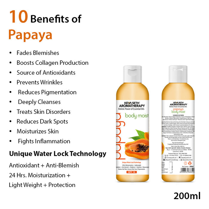 Papaya Skincare Routine for Aging Skin – Facewash, Cream & Body Moist, Scrub, SPF 60 to Cleanse, Exfoliate, Hydrate & Protect - Keya Seth Aromatherapy