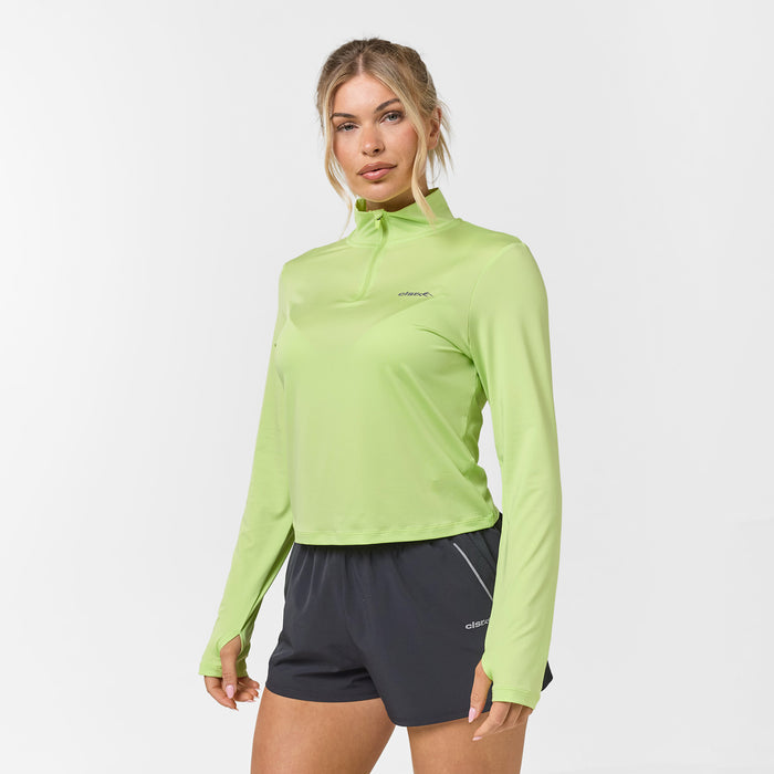 Women's  Matcha Performance 1/4 Zip Top  Closure London  Front View