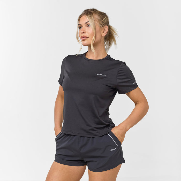 Women's Performance Poly T-Shirt  Black Closure London Front View