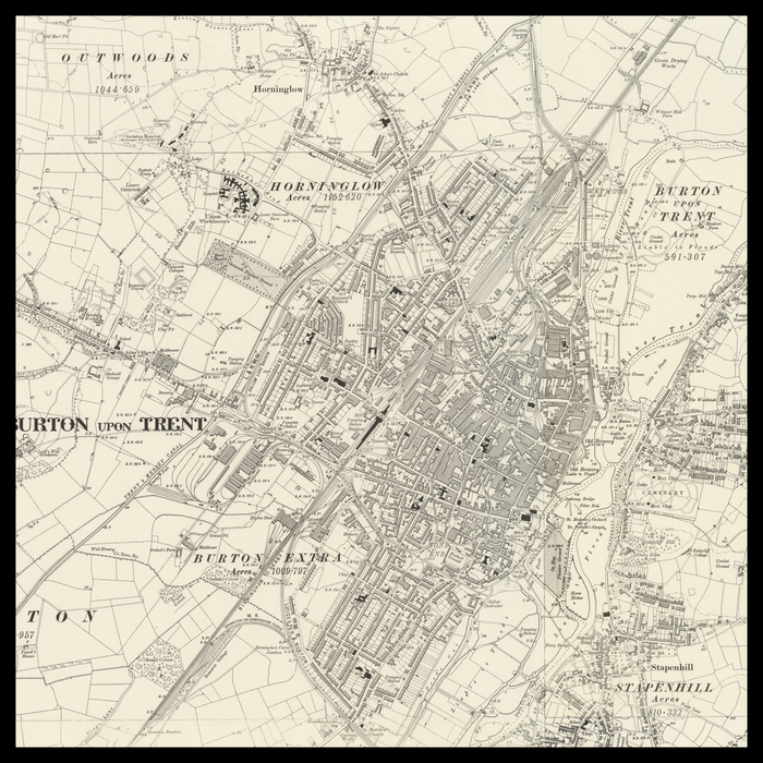 An old Ordnance Survey map of Burton upon Trent