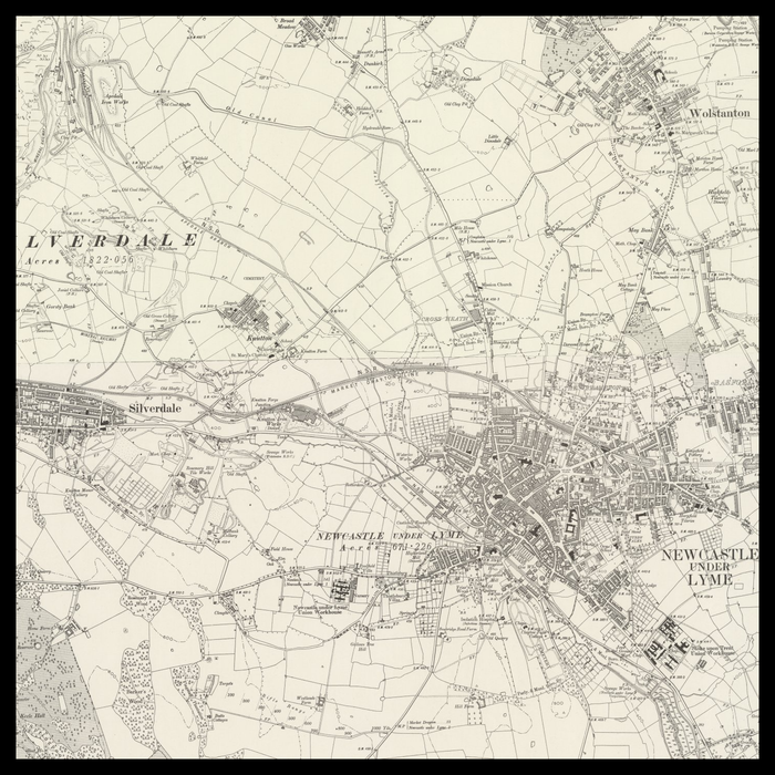 An old Ordnance Survey map of Newcastle-under-Lyme