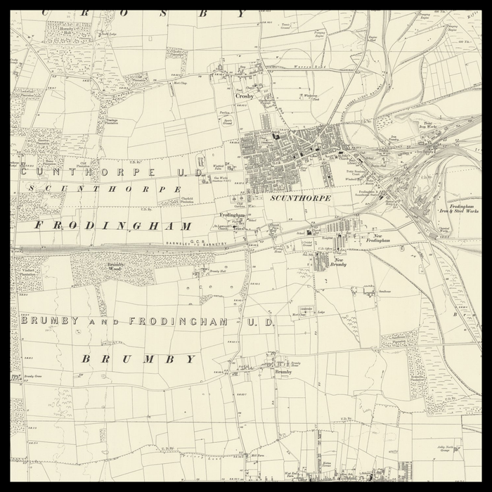 An old Ordnance Survey map of Scunthorpe