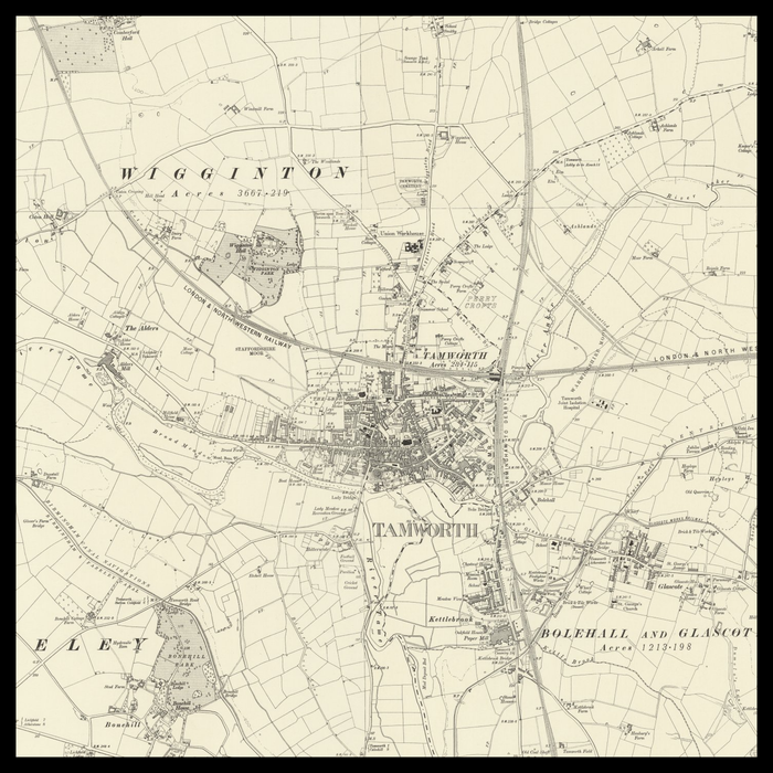An old Ordnance Survey map of Tamworth