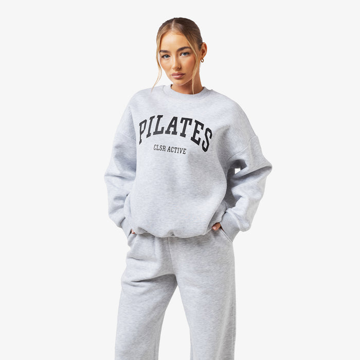 Women's  Grey Marl Pilates Sweatshirt  Closure London  Front View