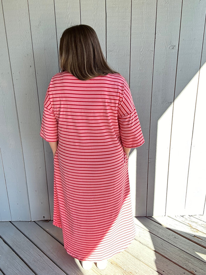 Pink and Red Striped Dress