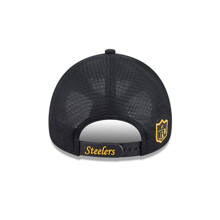 Pictured is this NFL Sideline 2026 Pittsburgh Steelers 9FORTY Apex cap in black. 6