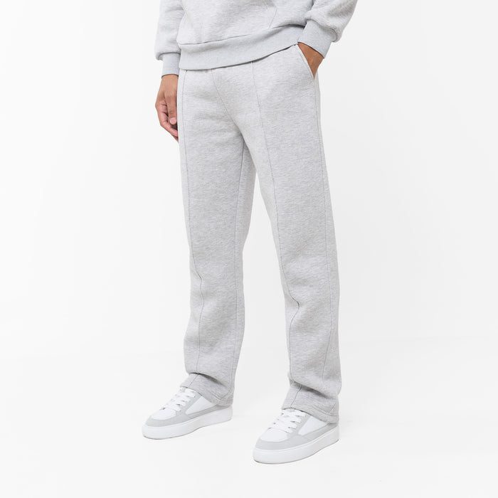 Men's  Grey Marl Pleated Open Hem Jogger  Closure London  Front View