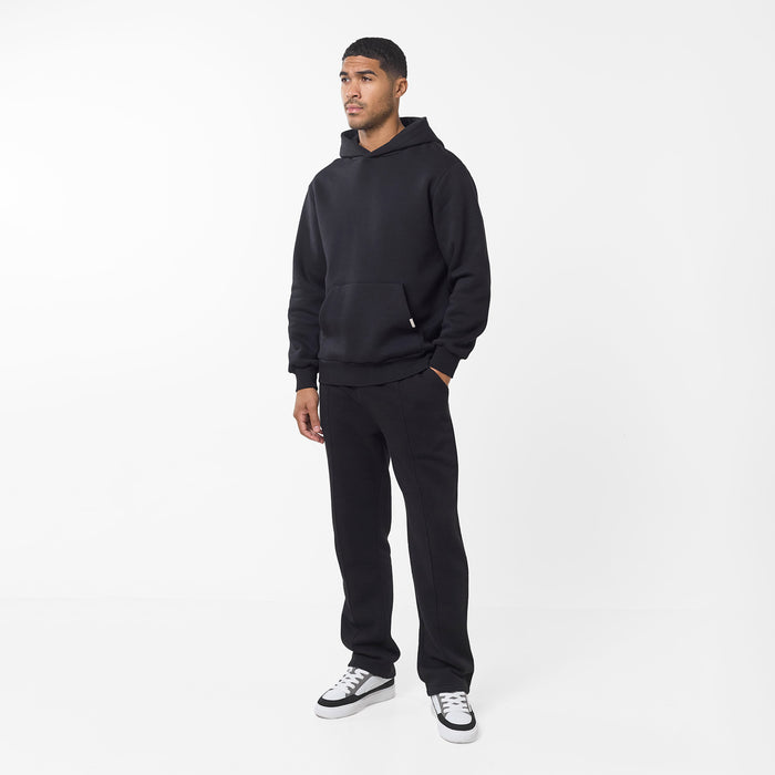 Men's  Black Pleated Open Hem Tracksuit  Closure London  Front View