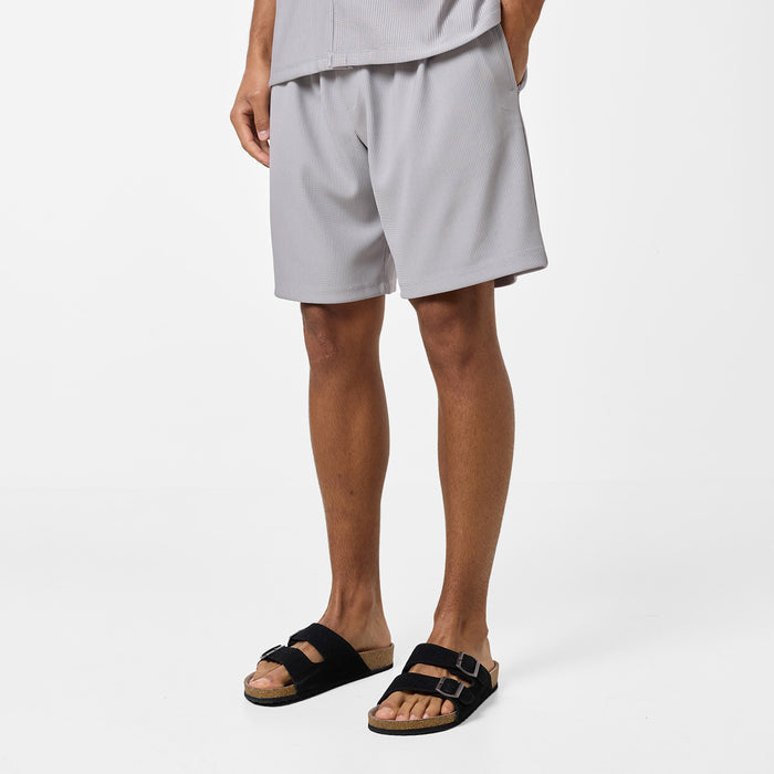 Men's  Frost Grey Pleated Short  Closure London  Front View