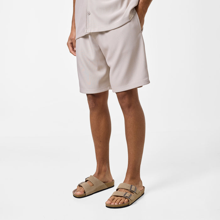 Men's  Stone Pleated Short  Closure London  Front View