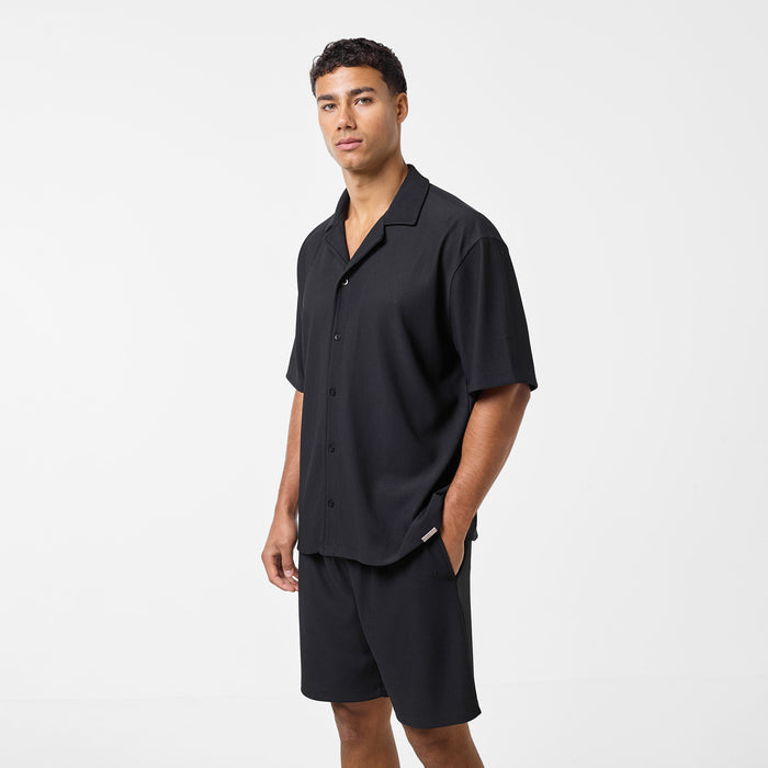 Men's  Black Pleated Twinset  Closure London  Front View