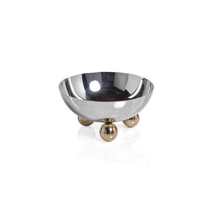 Polished Nickel Condiment Bowl with Gold Feet, Set of 2 - Decorative Bowls by Carlyle Avenue