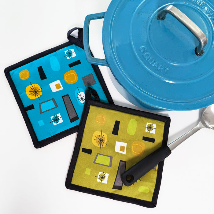 Pot Holder Set - Atomic Blue/Green