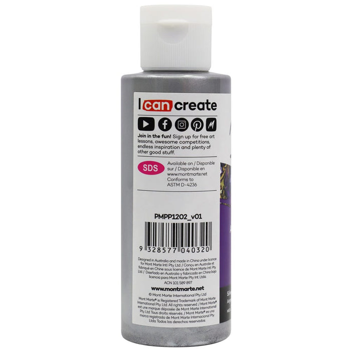 Pouring Acrylic Paint Premium 120ml (4.05 US fl.oz) Bottle - Silver