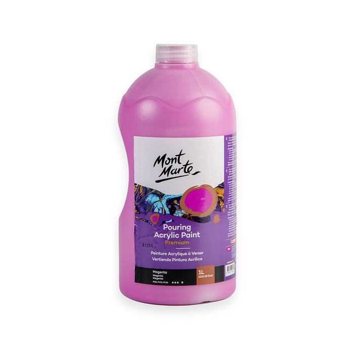 Pouring Acrylic Paint Premium 1L (33.8 US fl.oz) Bottle - Magenta