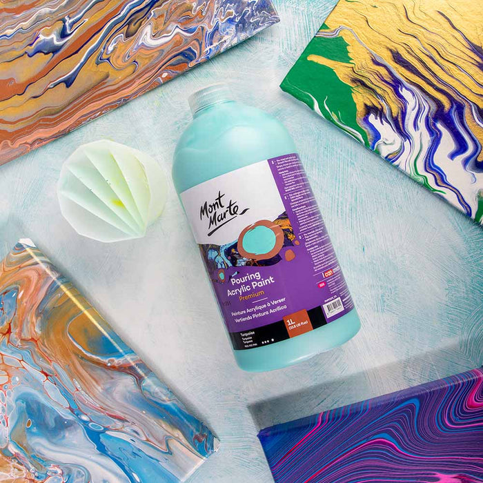 Pouring Acrylic Paint Premium 1L (33.8 US fl.oz) Bottle - Turquoise